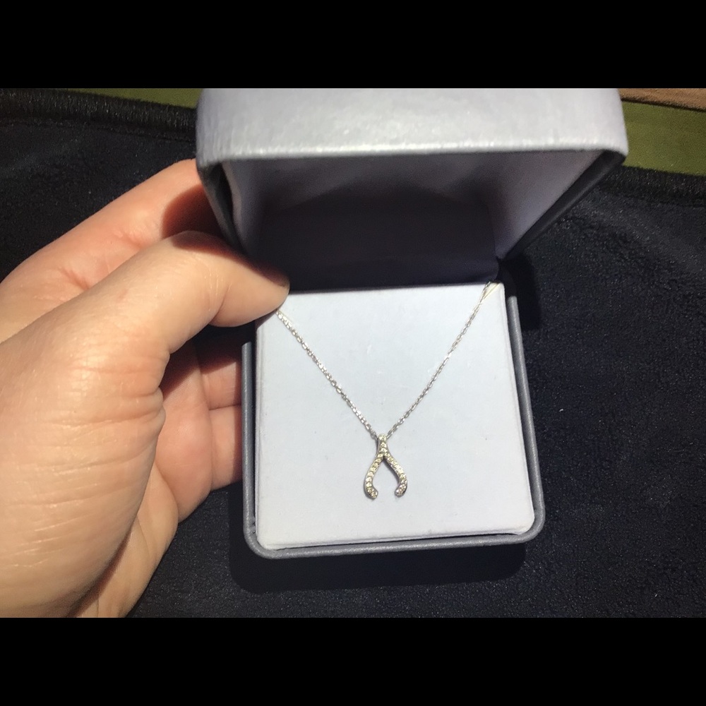 Swarovski wishbone sterling silver necklace